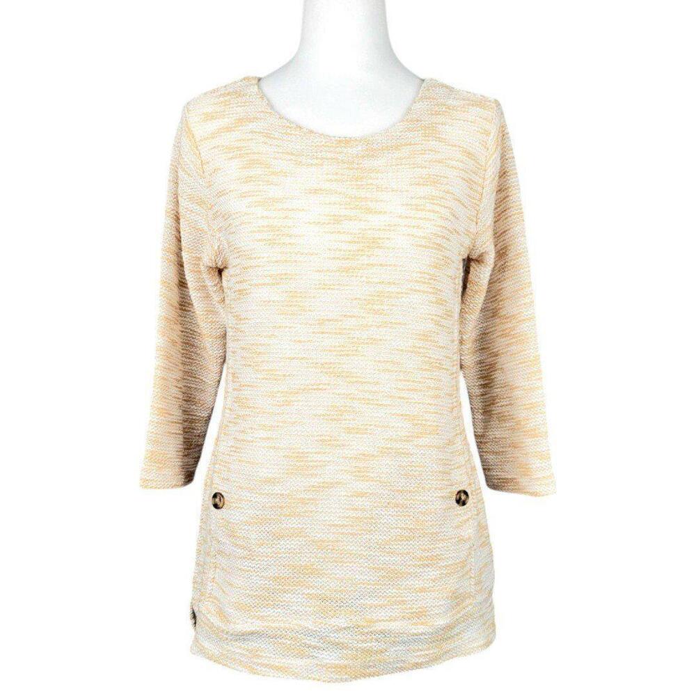Womens S Carolyn Taylor 3/4 Sleeve Scoop Neck Knit Sweater Design Trendy Style